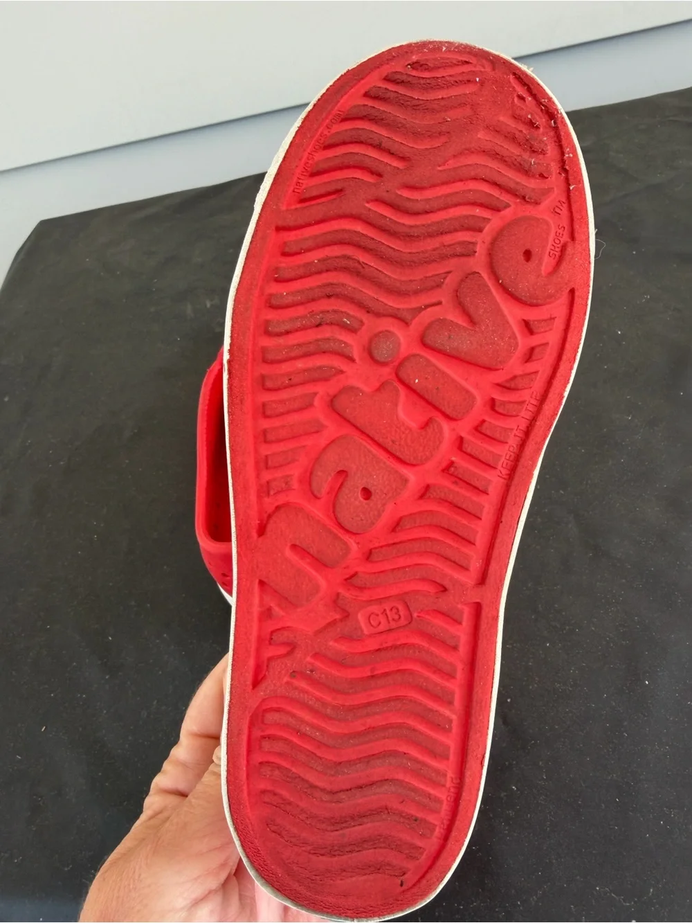 Native Kids Water Shoes Jefferson Slip-On in Red with White Toe